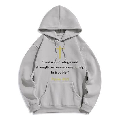 Classic Style God Is Our Refuge And Strength Fleece Lined Polyester Hoodie