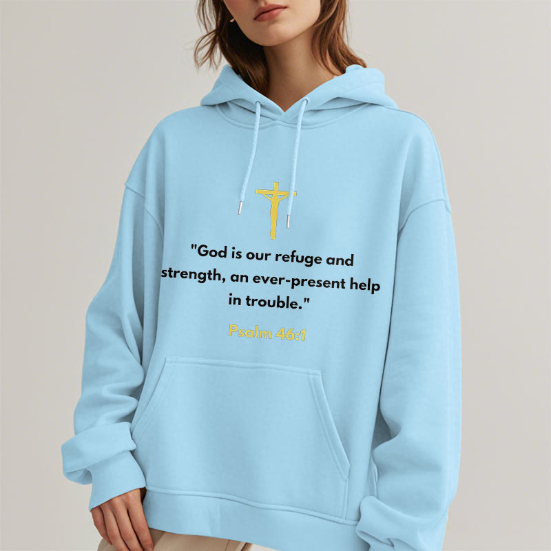 Classic Style God Is Our Refuge And Strength Fleece Lined Polyester Hoodie