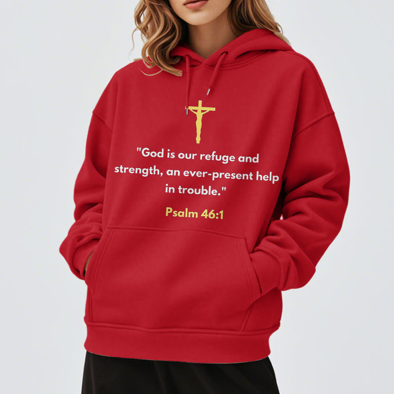 Classic Style God Is Our Refuge And Strength Fleece Lined Polyester Hoodie