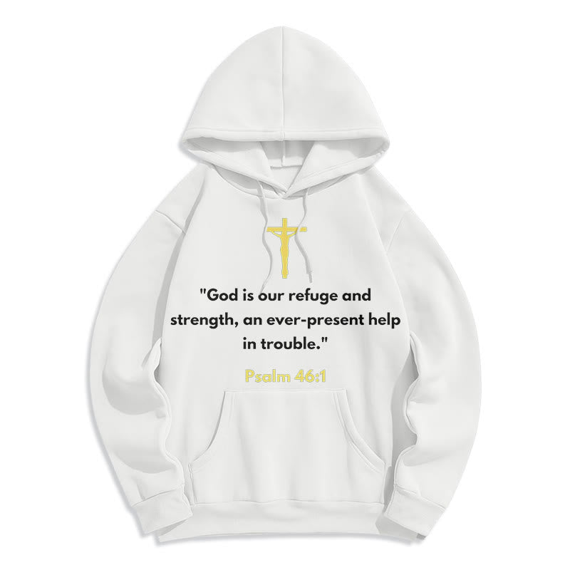 Classic Style God Is Our Refuge And Strength Fleece Lined Polyester Hoodie