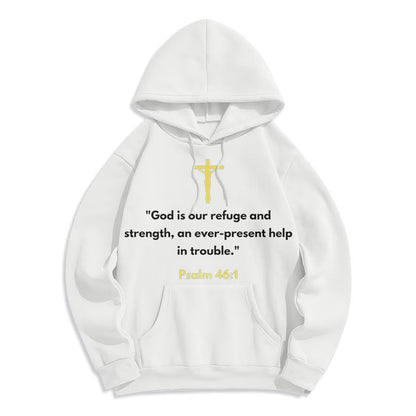 Classic Style God Is Our Refuge And Strength Fleece Lined Polyester Hoodie