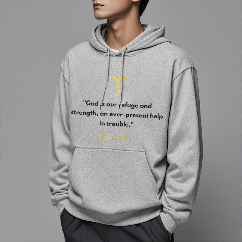 Classic Style God Is Our Refuge And Strength Fleece Lined Polyester Hoodie