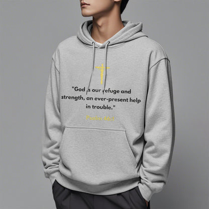 Classic Style God Is Our Refuge And Strength Fleece Lined Polyester Hoodie