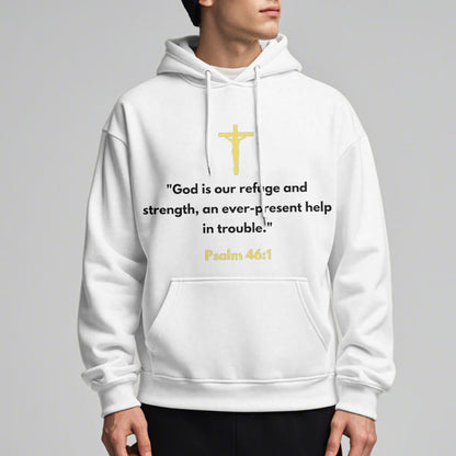 Classic Style God Is Our Refuge And Strength Fleece Lined Polyester Hoodie