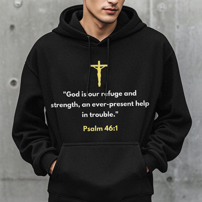 Classic Style God Is Our Refuge And Strength Fleece Lined Polyester Hoodie