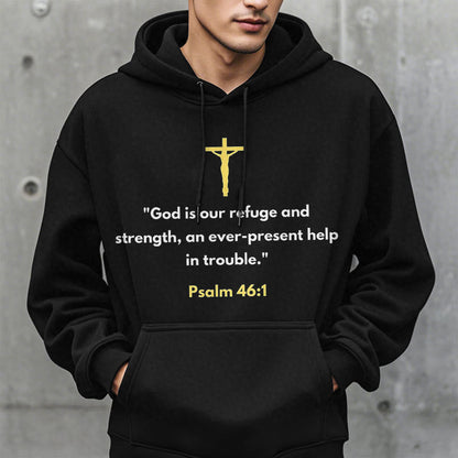 Classic Style God Is Our Refuge And Strength Fleece Lined Polyester Hoodie