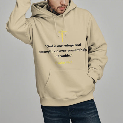 Classic Style God Is Our Refuge And Strength Fleece Lined Polyester Hoodie