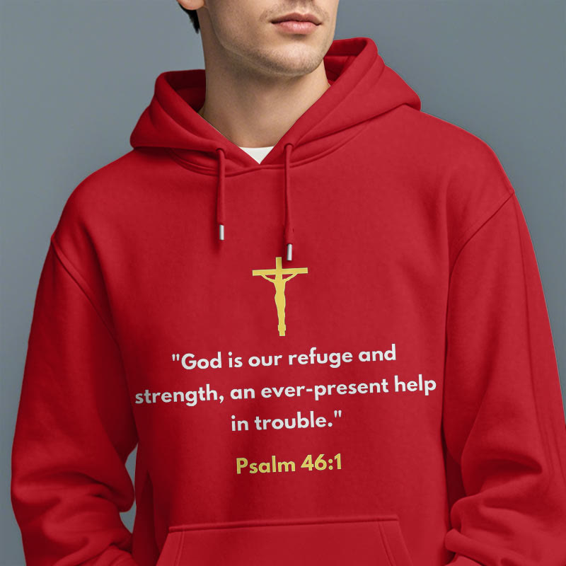 Classic Style God Is Our Refuge And Strength Fleece Lined Polyester Hoodie