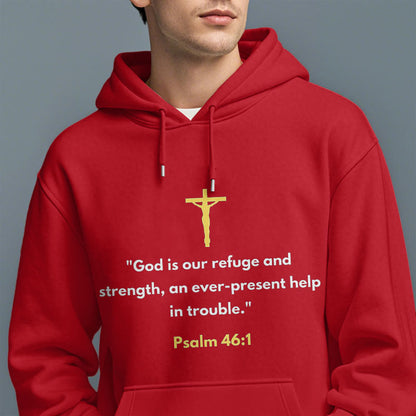 Classic Style God Is Our Refuge And Strength Fleece Lined Polyester Hoodie