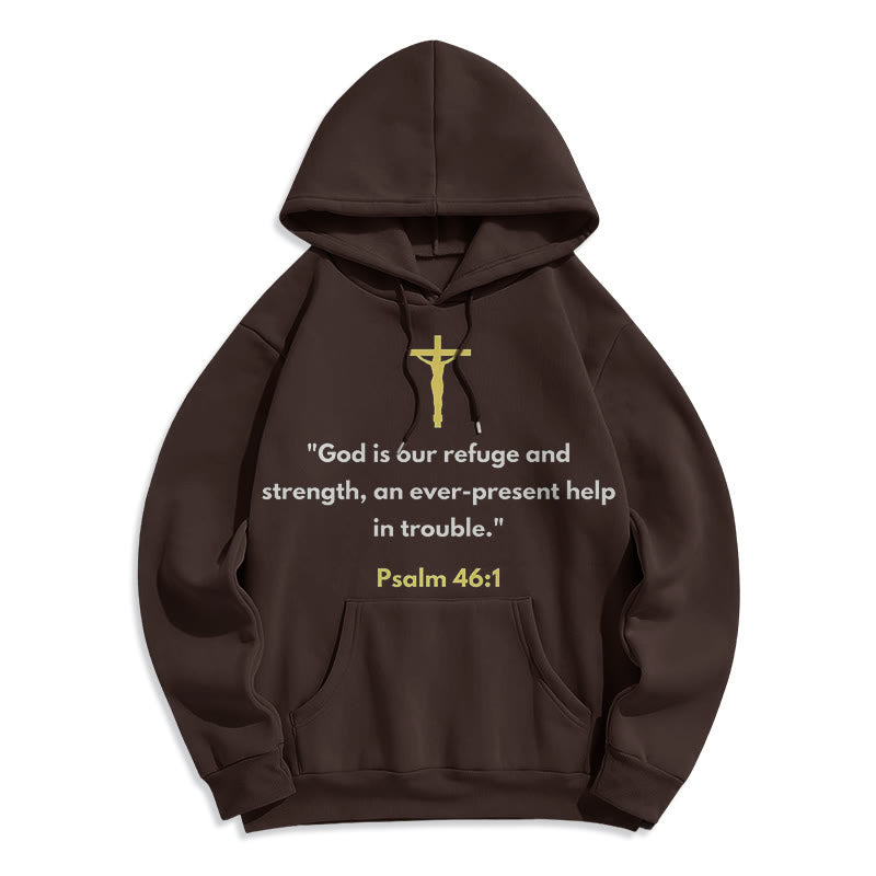 Classic Style God Is Our Refuge And Strength Fleece Lined Polyester Hoodie