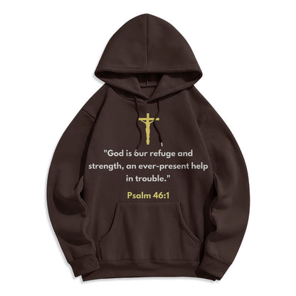 Classic Style God Is Our Refuge And Strength Fleece Lined Polyester Hoodie