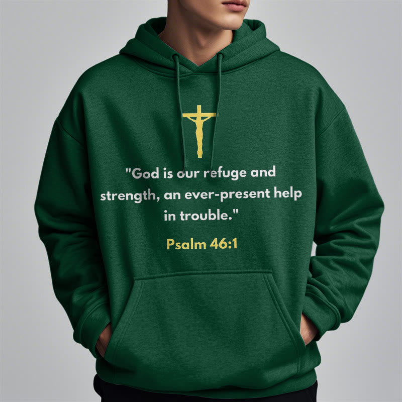 Classic Style God Is Our Refuge And Strength Fleece Lined Polyester Hoodie