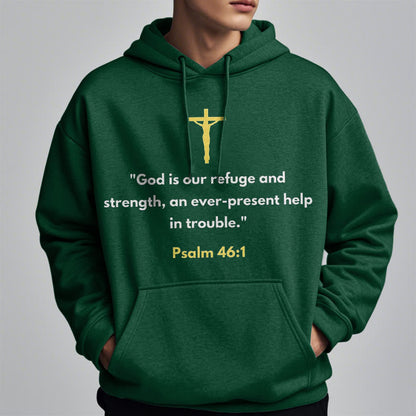 Classic Style God Is Our Refuge And Strength Fleece Lined Polyester Hoodie