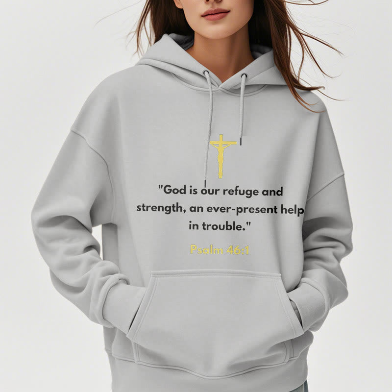 Classic Style God Is Our Refuge And Strength Fleece Lined Polyester Hoodie