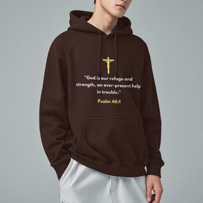 Classic Style God Is Our Refuge And Strength Fleece Lined Polyester Hoodie