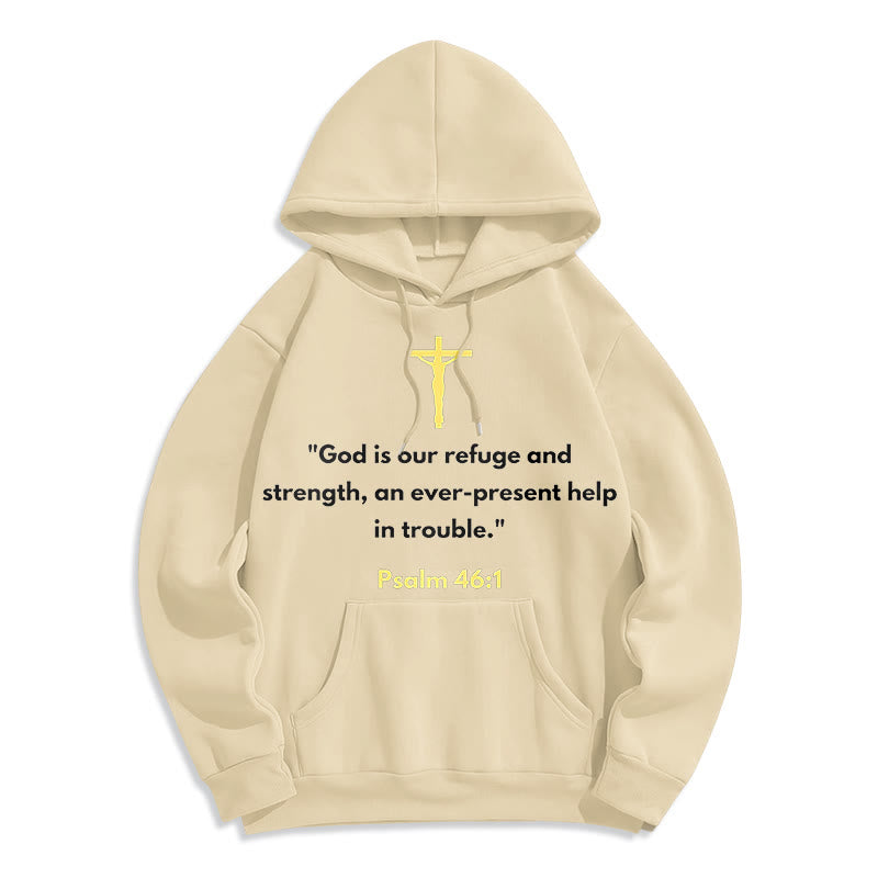 Classic Style God Is Our Refuge And Strength Fleece Lined Polyester Hoodie