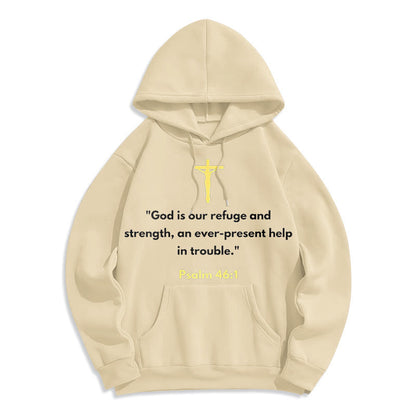 Classic Style God Is Our Refuge And Strength Fleece Lined Polyester Hoodie