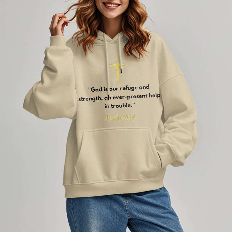 Classic Style God Is Our Refuge And Strength Fleece Lined Polyester Hoodie