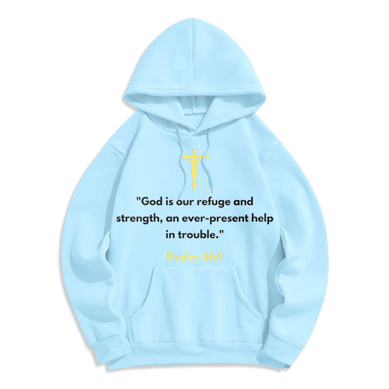 Classic Style God Is Our Refuge And Strength Fleece Lined Polyester Hoodie