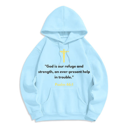 Classic Style God Is Our Refuge And Strength Fleece Lined Polyester Hoodie