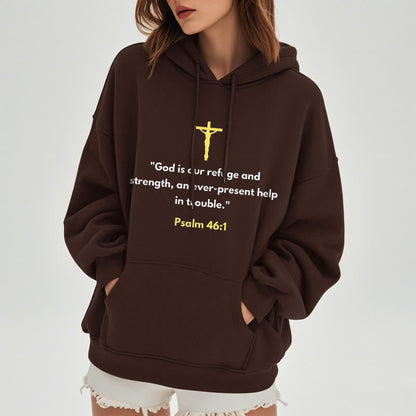 Classic Style God Is Our Refuge And Strength Fleece Lined Polyester Hoodie
