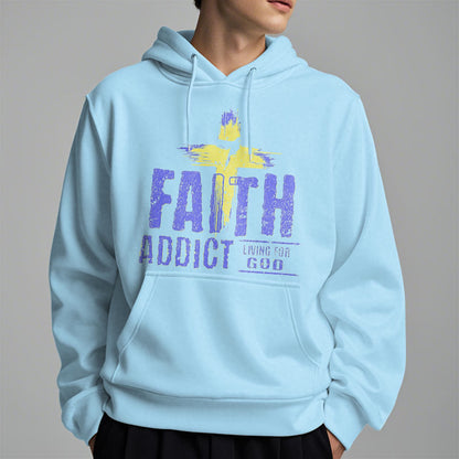 Colored Style Faith Addict Living For God Fleece Lined Polyester Hoodie