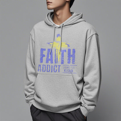 Colored Style Faith Addict Living For God Fleece Lined Polyester Hoodie