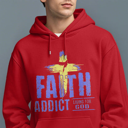 Colored Style Faith Addict Living For God Fleece Lined Polyester Hoodie