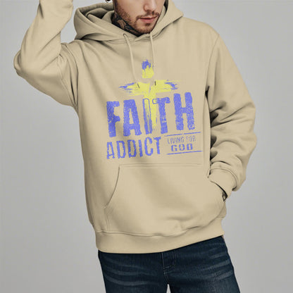 Colored Style Faith Addict Living For God Fleece Lined Polyester Hoodie