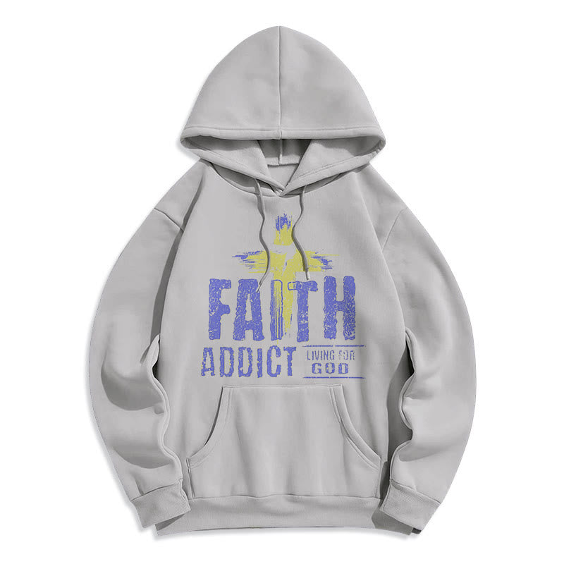 Colored Style Faith Addict Living For God Fleece Lined Polyester Hoodie