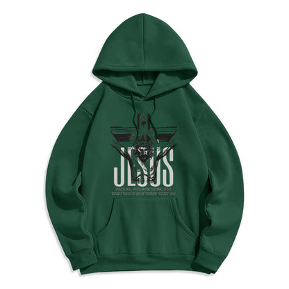 Classic Style Father Forgive Them Crucifix Fleece Lined Polyester Hoodie