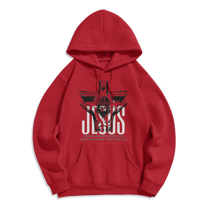 Classic Style Father Forgive Them Crucifix Fleece Lined Polyester Hoodie