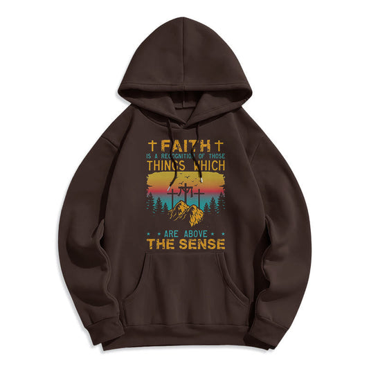 Colored Style Faith Is A Recognition Fleece Lined Polyester Hoodie
