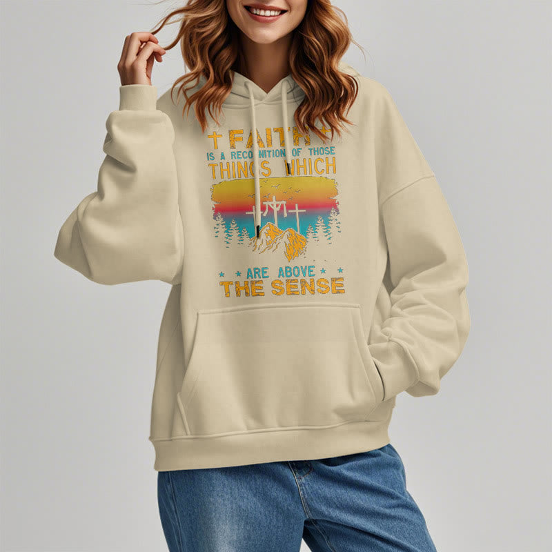 Colored Style Faith Is A Recognition Fleece Lined Polyester Hoodie