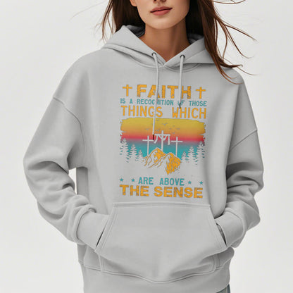 Colored Style Faith Is A Recognition Fleece Lined Polyester Hoodie