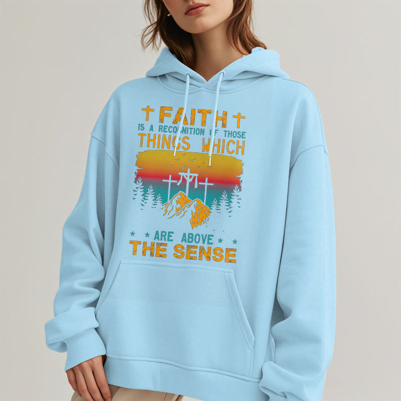 Colored Style Faith Is A Recognition Fleece Lined Polyester Hoodie