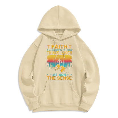 Colored Style Faith Is A Recognition Fleece Lined Polyester Hoodie