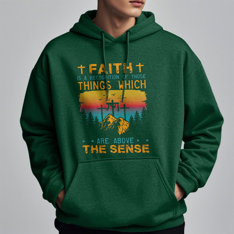 Colored Style Faith Is A Recognition Fleece Lined Polyester Hoodie