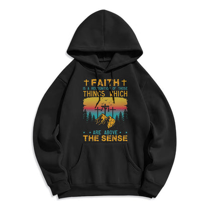 Colored Style Faith Is A Recognition Fleece Lined Polyester Hoodie