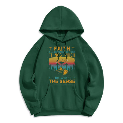 Colored Style Faith Is A Recognition Fleece Lined Polyester Hoodie