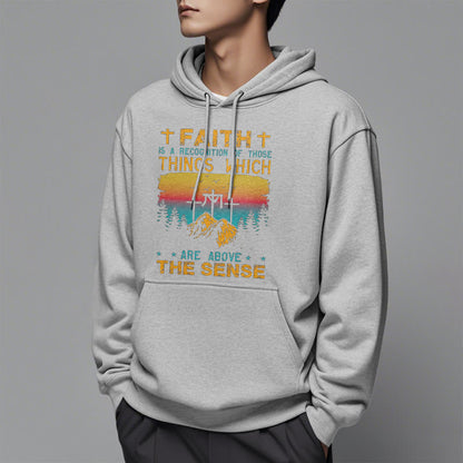 Colored Style Faith Is A Recognition Fleece Lined Polyester Hoodie