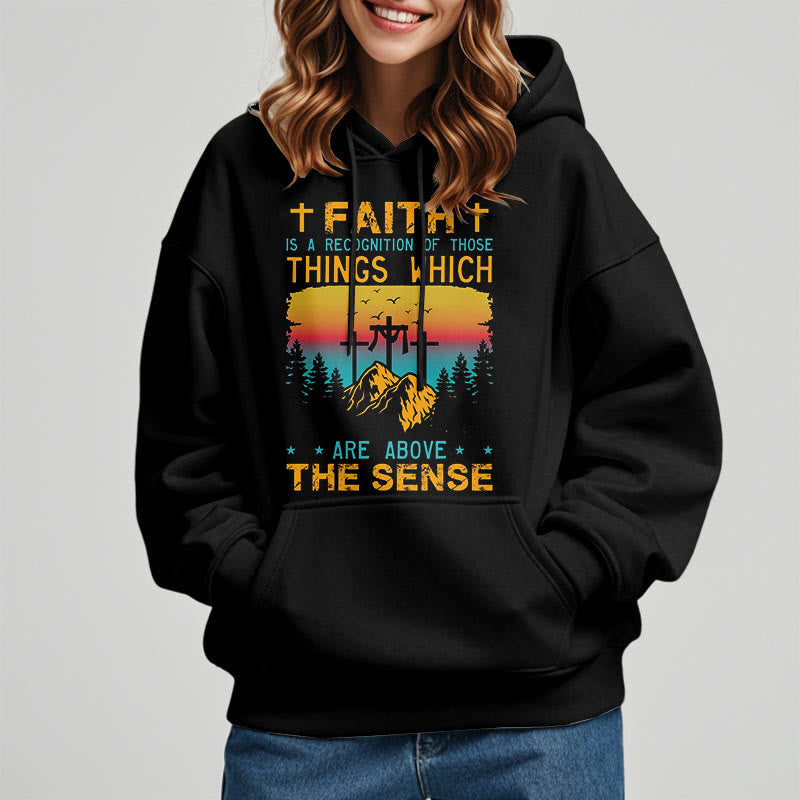 Colored Style Faith Is A Recognition Fleece Lined Polyester Hoodie