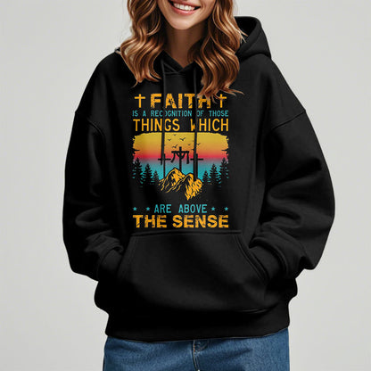 Colored Style Faith Is A Recognition Fleece Lined Polyester Hoodie