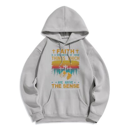 Colored Style Faith Is A Recognition Fleece Lined Polyester Hoodie