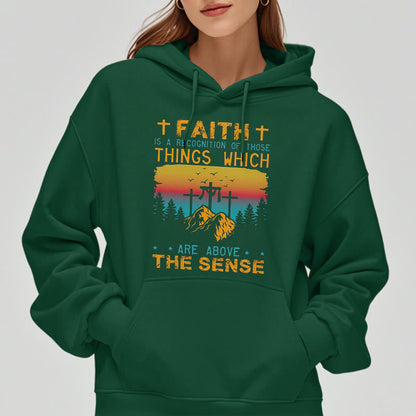Colored Style Faith Is A Recognition Fleece Lined Polyester Hoodie