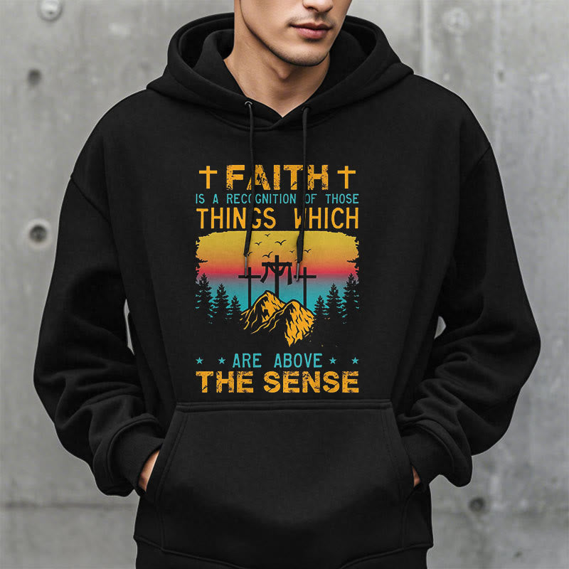 Colored Style Faith Is A Recognition Fleece Lined Polyester Hoodie