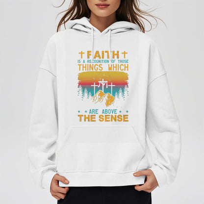 Colored Style Faith Is A Recognition Fleece Lined Polyester Hoodie