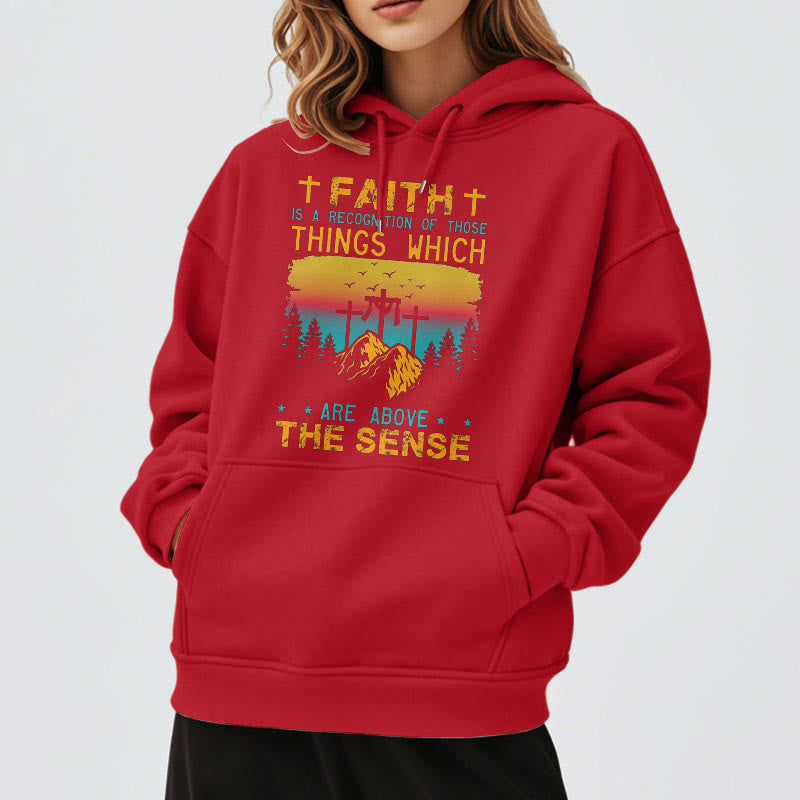 Colored Style Faith Is A Recognition Fleece Lined Polyester Hoodie