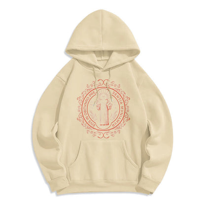 Classic Style Floral St. Benedict Embelm Fleece Lined Polyester Hoodie