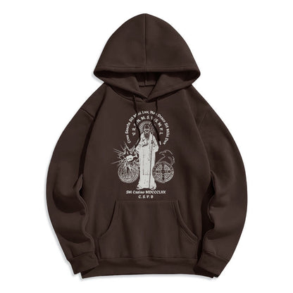 Classic Style St. Benedict Figure Fleece Lined Polyester Hoodie